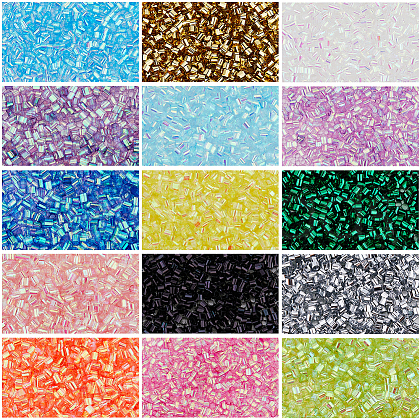 DICOSMETIC 19050Pcs 15 Colors Plastic Tube Beads FIND-DC0006-27-1