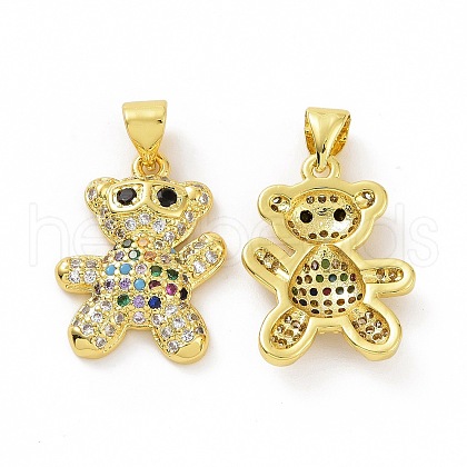 Brass Micro Pave Clear Cubic Zirconia Pendants ZIRC-F135-28G-03-1