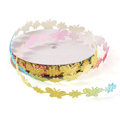 20 Yards Malan Flower and Butterfly Polyester Lace Trim OCOR-TAC0016-18H-1