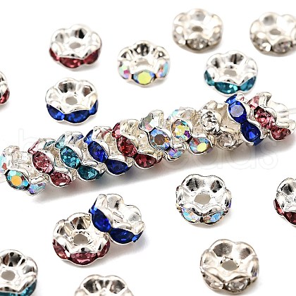 Brass Rhinestone Spacer Beads X-RB-A014-L7mm-S-1