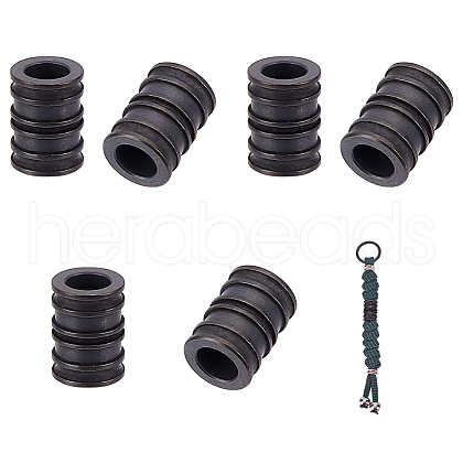  6Pcs Antique Style Groove Column Shape Brass Beads FIND-NB0005-34B-1
