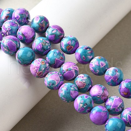 Dyed Natural Magnesite Beads Strands G-L617-D01-8mm-04-1