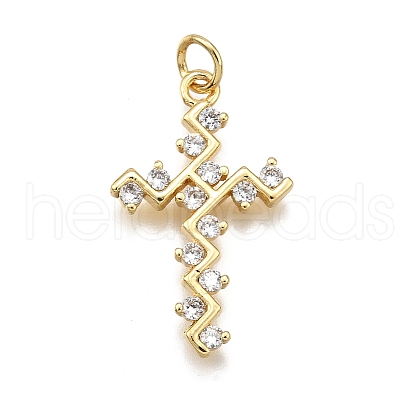 Brass Micro Pave Cubic Zirconia Pendants KK-Z100-34G-03-1