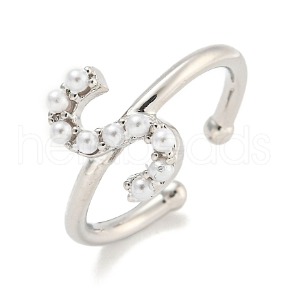 Rack Plating Brass Open Cuff Rings for Women RJEW-F162-01P-S-1