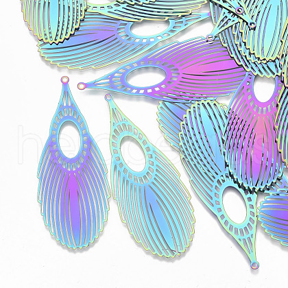Ion Plating(IP) 201 Stainless Steel Filigree Big Pendants STAS-S108-91-1