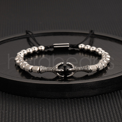 304 Stainless Steel Braided Beads Bracelets WG0F93D-21-1