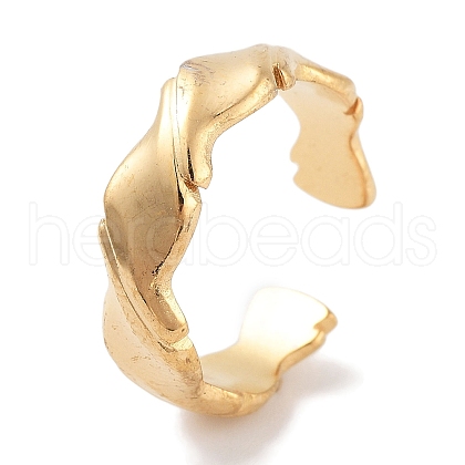 304 Stainless Steel Open Cuff Rings for Women RJEW-K273-14G-1
