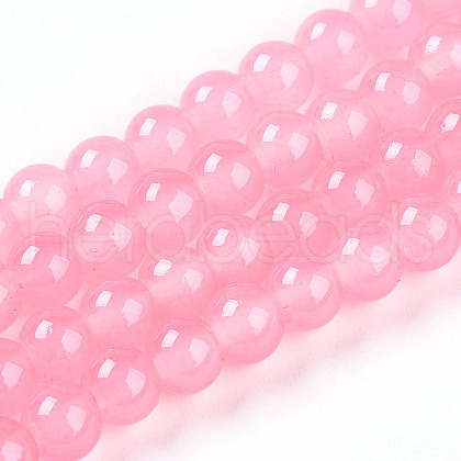 Baking Painted Imitation Jade Glass Round Bead Strands X-DGLA-Q021-6mm-03-1