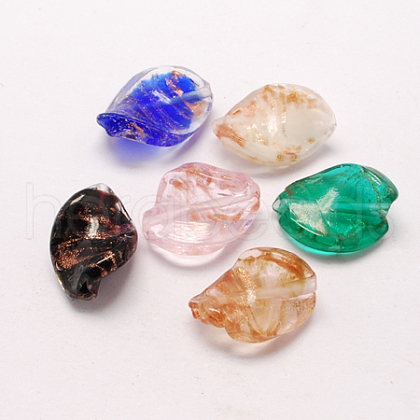 Handmade Gold Sand Lampwork Beads X-LAMP-S029-28x18mm-M-1