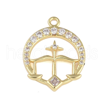 Brass Micro Pave Clear Cubic Zirconia Pendants FIND-B077-02G-08-1