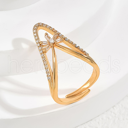 Brass Micro Pave Cubic Zirconia Finger Rings for Women QI0455-2-1