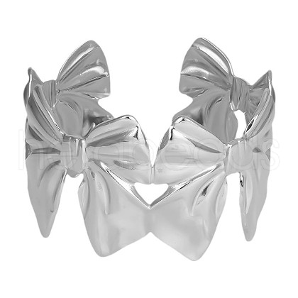 Bowknot 304 Stainless Steel Cuff Bracelets for Women YG5715-1-1