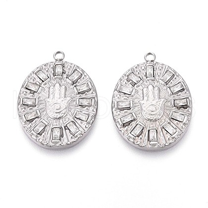 304 Stainless Steel Micro Pave Cubic Zirconia Pendants STAS-N109-205P-1