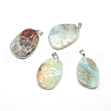 Natural Flower Amazonite Pendants G-T010-20-1