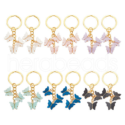 12Pcs 6 Colors Alloy Acrylic Pendant Decorations KEYC-GO00003-1