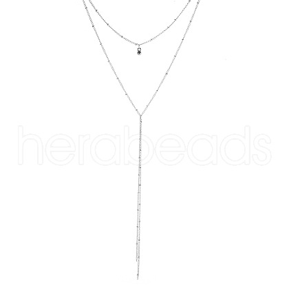 Fashionable Y-Set Double-layer Necklace - Simple and Elegant Beaded Tassel Sweater Chain for Women. ST2475520-1