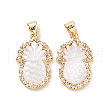 Pineapple Brass Micro Pave Clear Cubic Zirconia Pendants KK-G406-15G-1