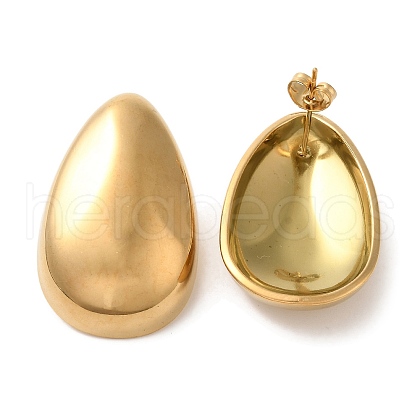 Ion Plating(IP) 304 Stainless Steel Teardrop Stud Earrings EJEW-C114-31G-1