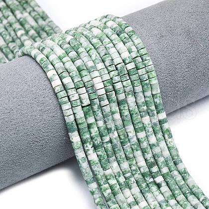 Natural Green Spot Jasper Beads Strands G-P575-B18-4x2mm-1