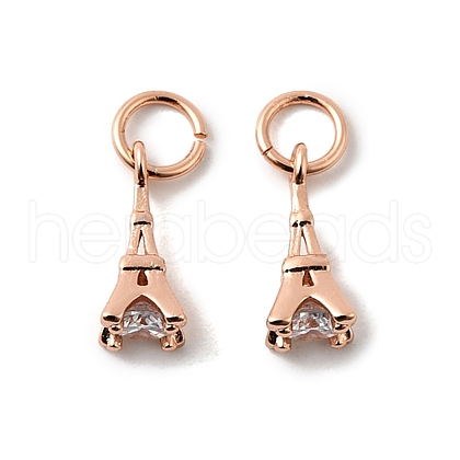 Brass Micro Pave Cubic Zirconia Charms ZIRC-G133-04RG-1-1