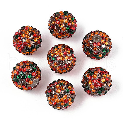 Autumn Theme Resin Rhinestone Round Beads OACR-N145-02-1