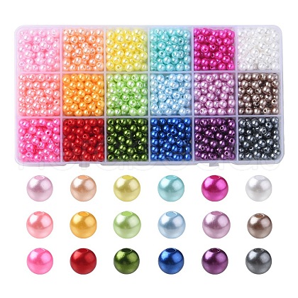 1350Pcs 18 Style Spray Painted ABS Plastic Imitation Pearl Beads OACR-YW0001-35A-1