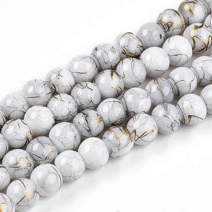 Baking Painted Glass Beads Strands DGLA-N003-6mm-B01-1