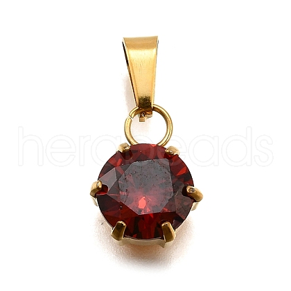 304 Stainless Steel Pave Cubic Zirconia Pendants STAS-B086-12G-03-1