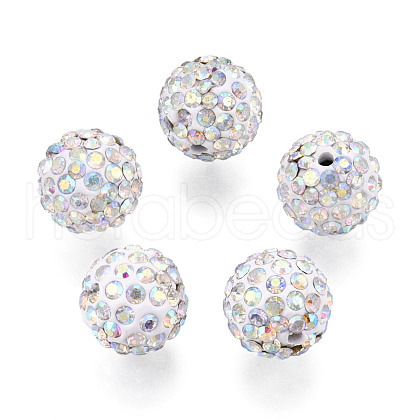 Polymer Clay Pave Rhinestone Beads RB-Q197-12mm-01A-1