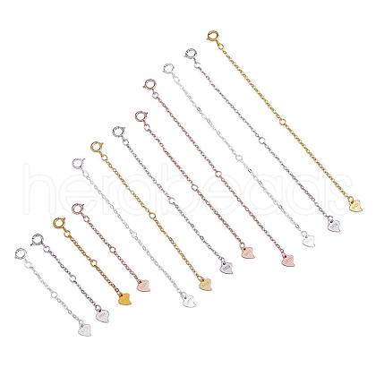 12 Pieces Extension Chain with lobster buckle Sterling Silver Extender Chains Necklace Bracelet Anklet Removable Chain Extenders Charms for DIY Jewelry Making Accessories JX630A-1