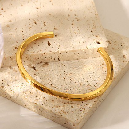 Vintage European and American Stainless Steel Twisted Cuff Bangles for Women WV1773-1-1
