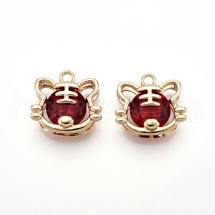 Brass Micro Pave Cubic Zirconia Pendants ZIRC-T016-12-1