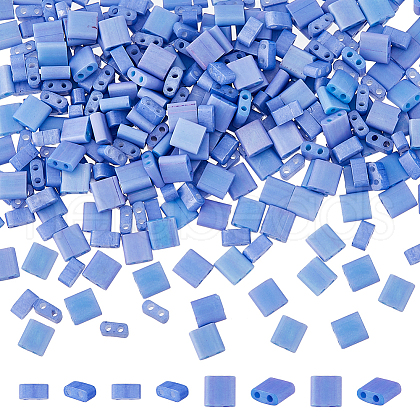 300Pcs 2 Styles 2-Hole Opaque Colours Glass Seed Beads SEED-HS0001-06F-1