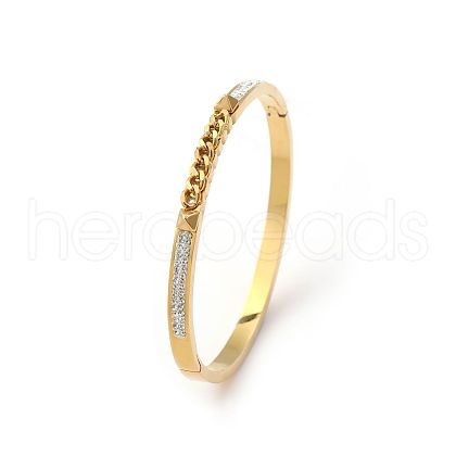 Fashionable Stainless Steel Pave Rhinestone Hinged Bangles for Women LR5423-17-1