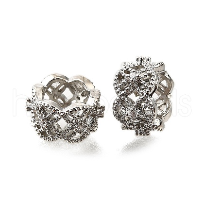Column Brass Micro Pave Cubic Zirconia European Spacer Beads KK-L230-03P-1