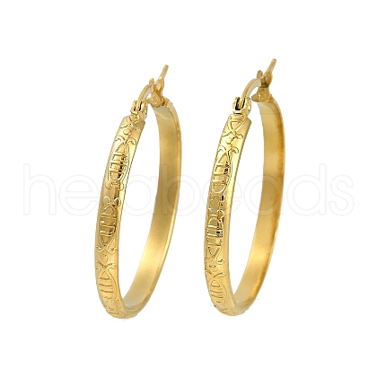 PVD Vacuum Plating 201 Stainless Steel Hoop Earrings for Women EJEW-F345-18G-1