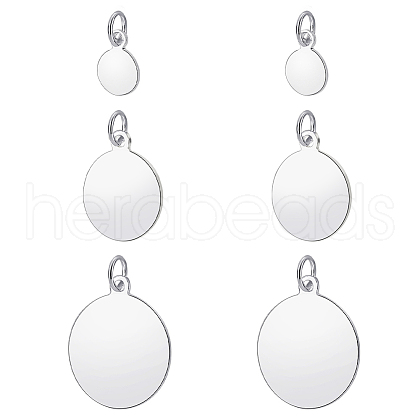   6Pcs 3 Size 925 Sterling Silver Stamping Blank Tag Pendants STER-PH0001-16-1
