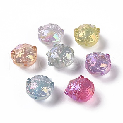 UV Plating Rainbow Iridescent Luminous Acrylic Beads OACR-E010-11-1