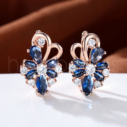 Brass Micro Pave Cubic Zirconia Hoop Earrings WG0C687-02-1