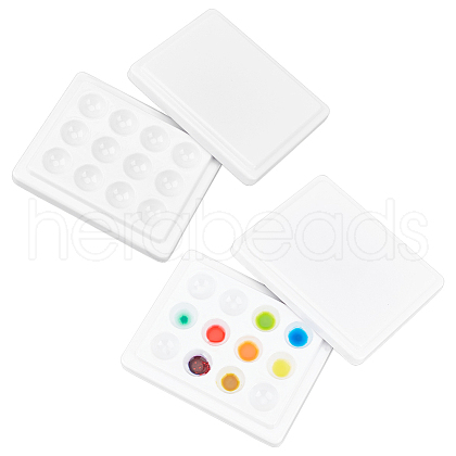 Plastic Imitation Porcelain Watercolor Oil Palette TOOL-WH0053-37-1