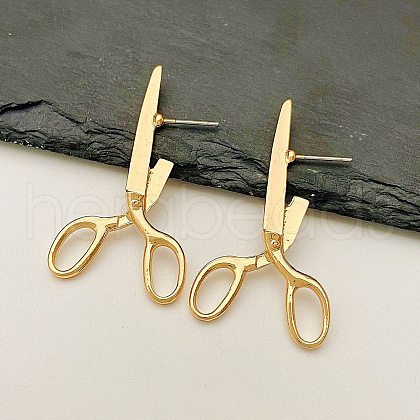 Alloy Scissor Stud Earrings for Unisex EJEW-V006-06KCG-1