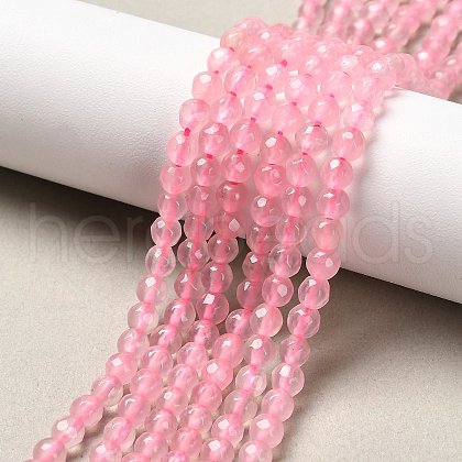 Dyed Natural White Jade Round Beads Strands X-G-E311-4mm-01-1