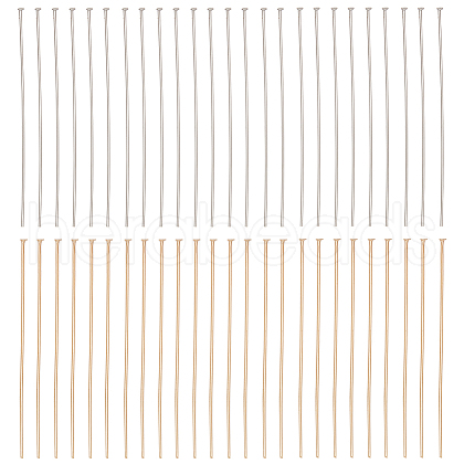 SUNNYCLUE 500Pcs 2 Colors 304 Stainless Steel Flat Head Pins STAS-SC0005-49-1
