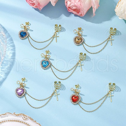 Alloy Rhinestone Heart Stud Earrings EJEW-JE06241-1