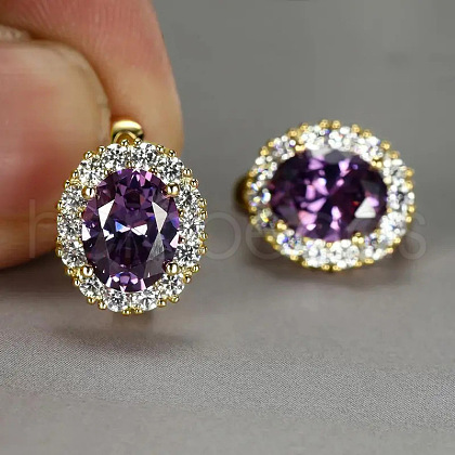 Brass Cubic Zirconia Hoop Earrings WGD6818-02-1