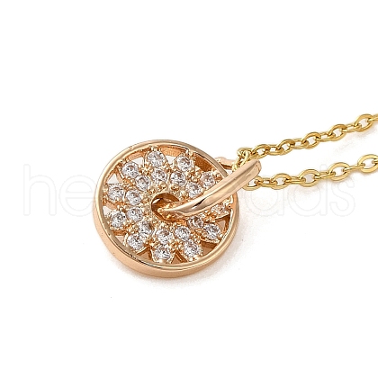 Brass Micro Pave Clear Cubic Zirconia Pendant Necklaces for Women NJEW-E106-08KCG-01-1