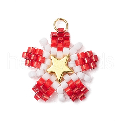 Glass Seed Beaded Star Pendants PALLOY-MZ00641-01-1