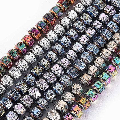 Electroplated Natural Lava Rock Beads Strands G-T114-72-1