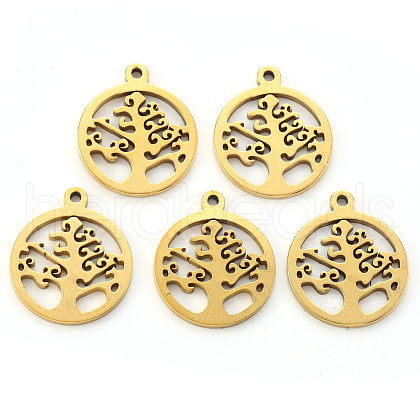 PVD Vacuum Plating 201 Stainless Steel Pendants STAS-N092-17G-1