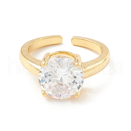 Mother's Day Rings Cubic Zirconia Flat Cuff Ring RJEW-K235-03G-02-1